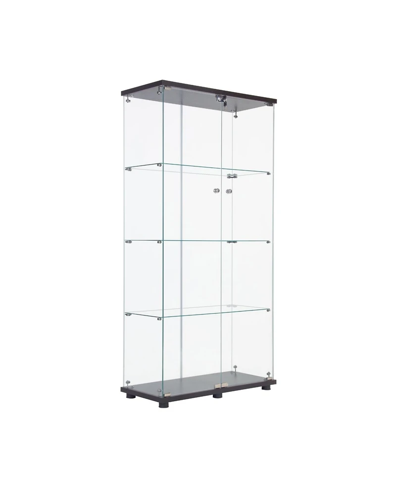 Streamdale Furniture Two Door Glass Cabinet Glass Display Cabinet with 4 Shelves, Black