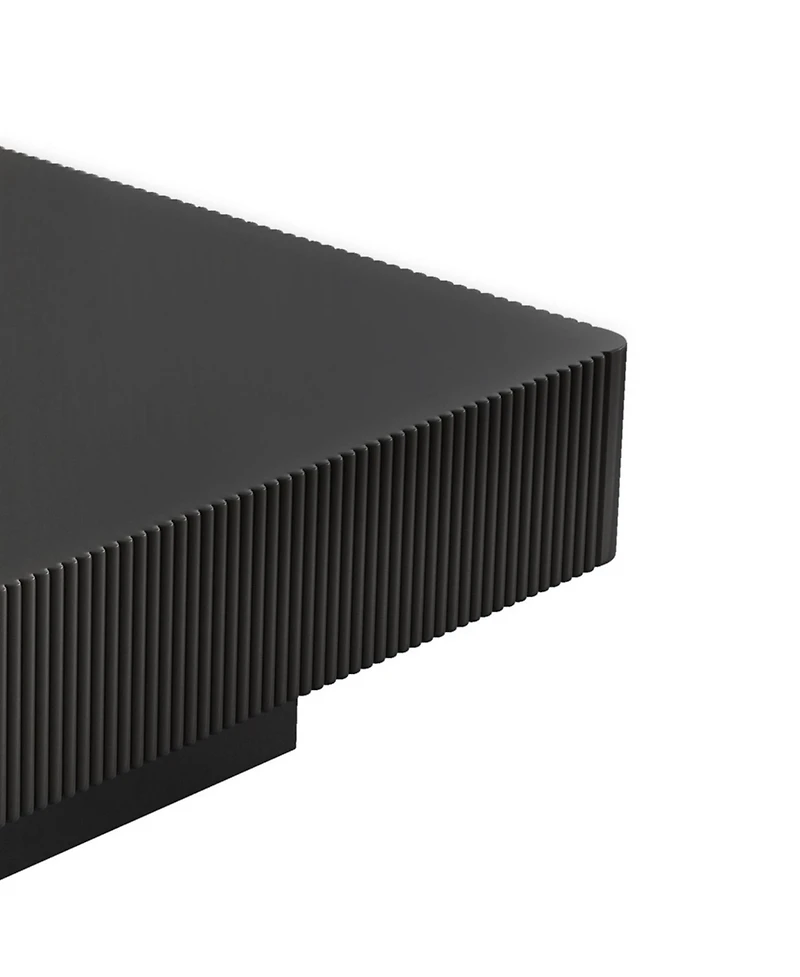 Streamdale Furniture Elegant Square Fluted Coffee Table, Modern Drum End Table