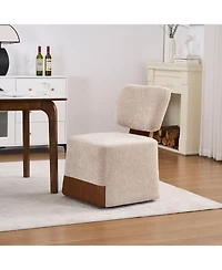 Streamdale Linen Upholstered Armless Dining Chair with Casters,Beige