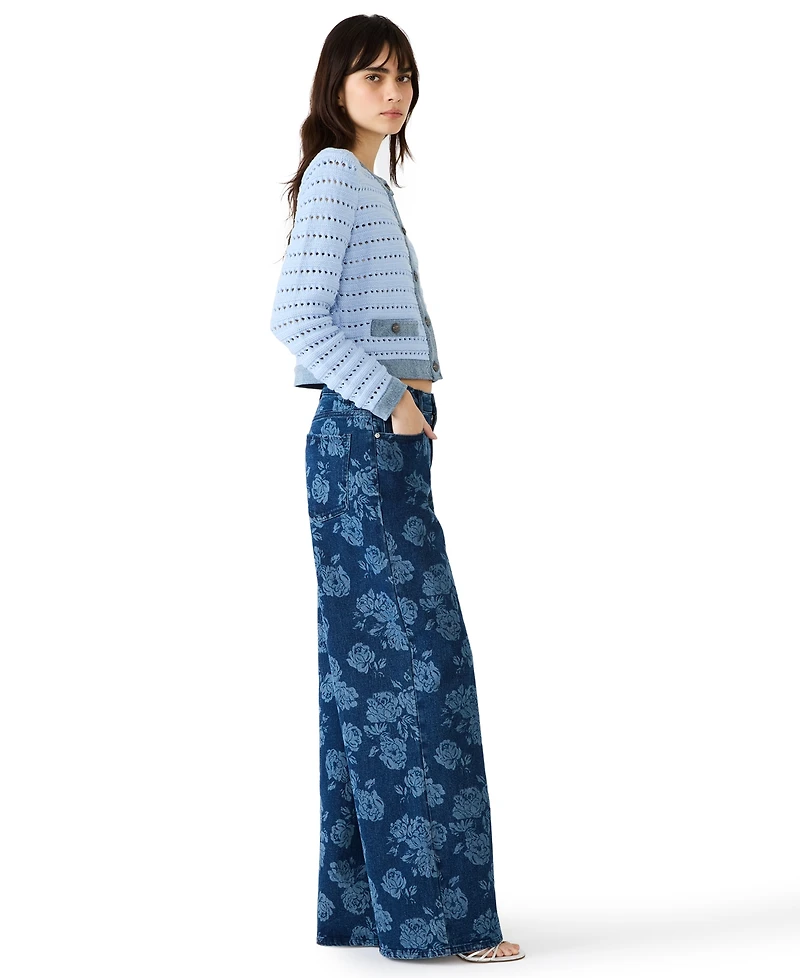 Steve Madden Women's Crewneck Cassette Cardigan Sweater