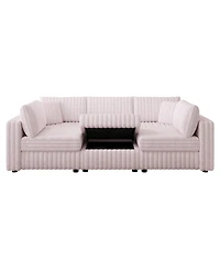 Streamdale U-Shaped 6-Person Sofa with Ottoman, Light Pink, Modular Furniture