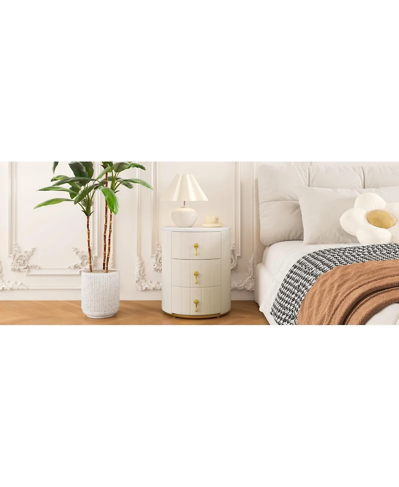 Streamdale Furniture Upholstered 3-Drawer Nightstand