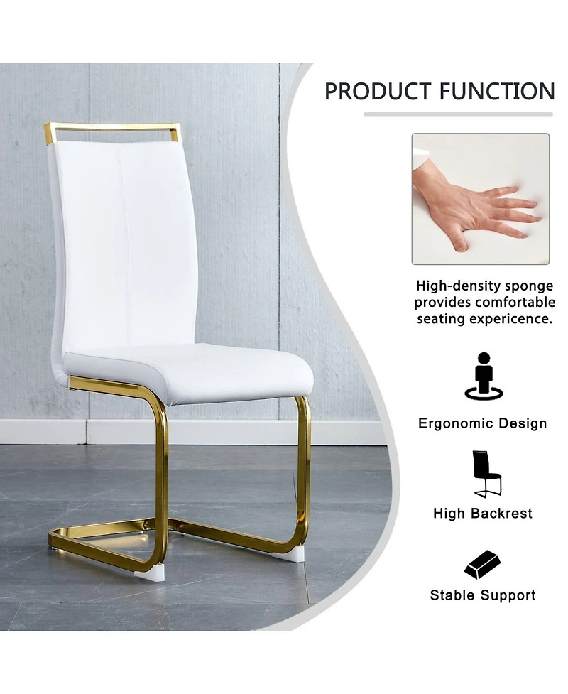 Streamdale Furniture Modern White Pu Leather Dining Chairs (Set of 4)