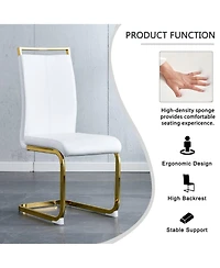 Streamdale Furniture Modern White Pu Leather Dining Chairs (Set of 4)