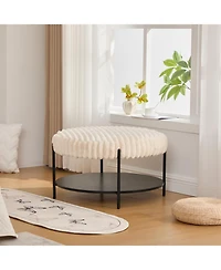 Streamdale Furniture Upholstered Round Ottoman Coffee Table with Storage