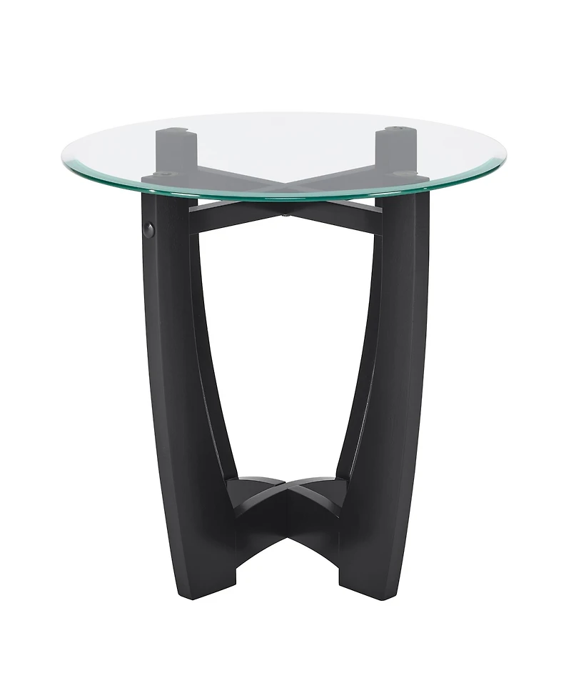 Streamdale Furniture 23.5" Round Glass Coffee Table - Black