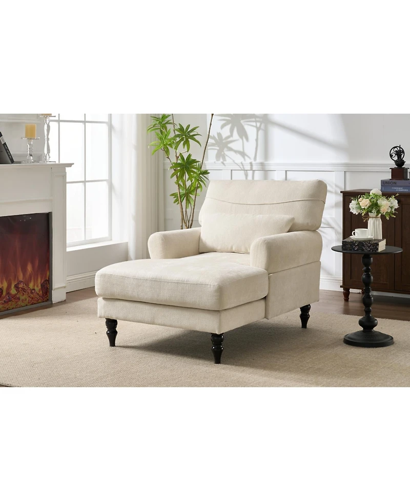 Streamdale Furniture Modern White Chaise Lounge Sofa Recliner