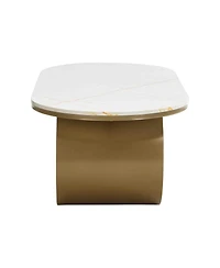Streamdale Furniture Modern Oval Coffee Table w/ Storage & Faux Marble Top