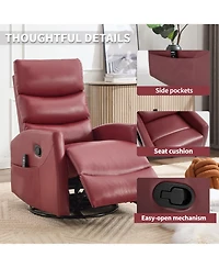 Streamdale Furniture Red Fabric Heat Massage Rocker Recliner