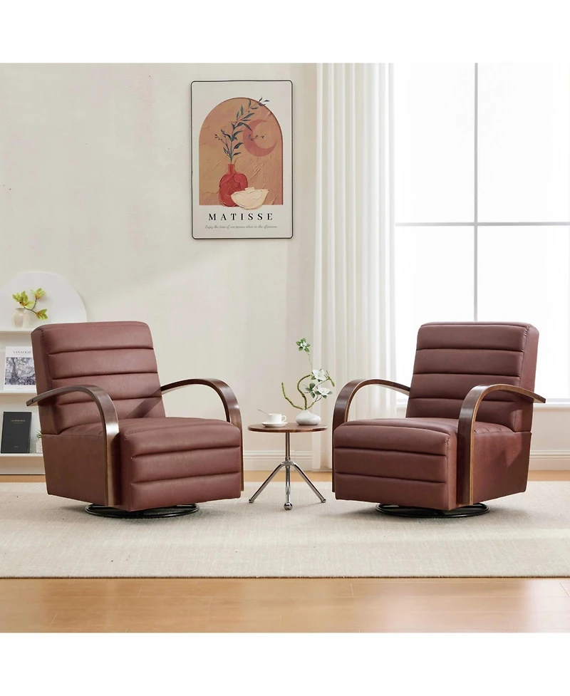 Streamdale Furniture Streamdale Modern Swivel Accent Chair with Wood Armrests