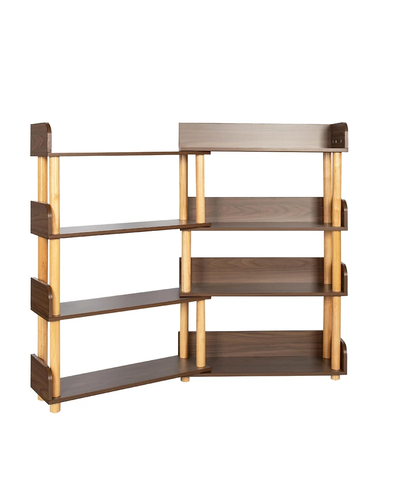 Streamdale Furniture 4-Tier Rotatable Bookcase, Wood Corner Shelf, Rustic Storage Rack for Books, CDs, Movies