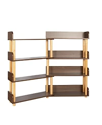 Streamdale Furniture 4-Tier Rotatable Bookcase, Wood Corner Shelf, Rustic Storage Rack for Books, CDs, Movies