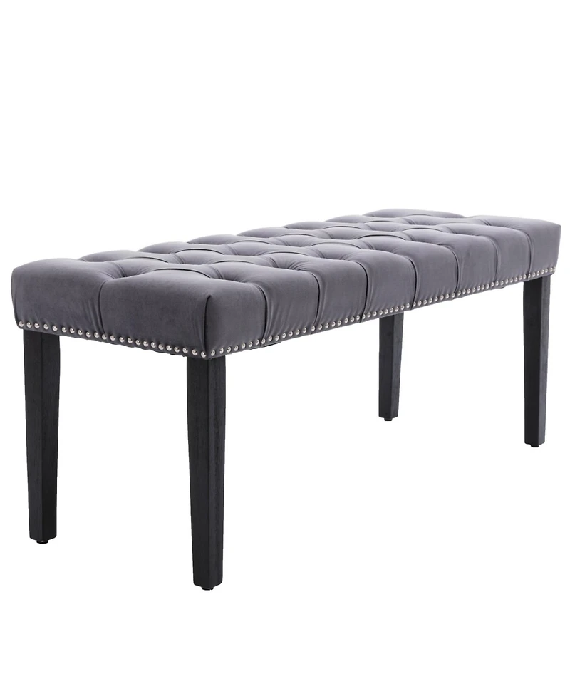 Streamdale Furniture Tufted Velvet Bench Ottoman - Dark Gray