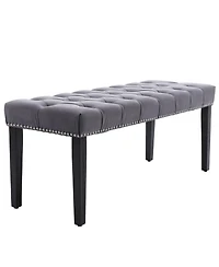 Streamdale Furniture Tufted Velvet Bench Ottoman - Dark Gray