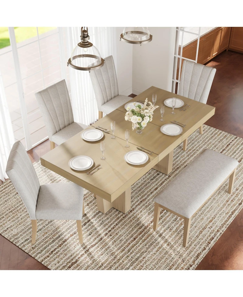 Streamdale Furniture Streamdale Farmhouse Extendable Dining Table Set with Bench & 4 Chairs