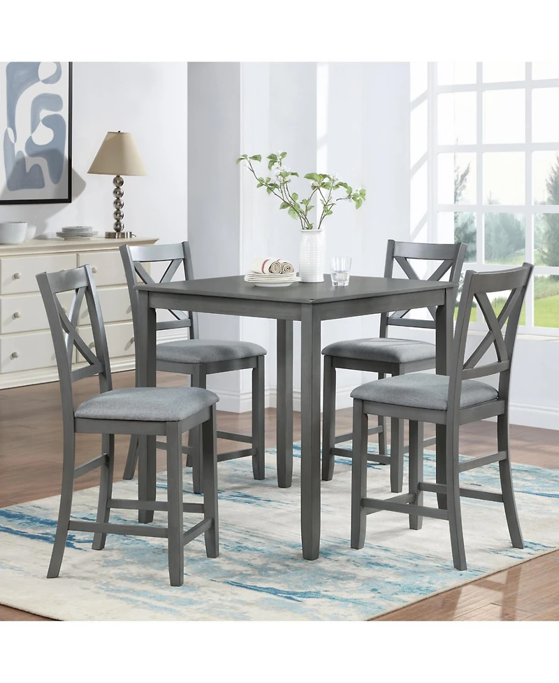 Streamdale Furniture Counter Height Chairs Set of 4, Padded Seat, Gray