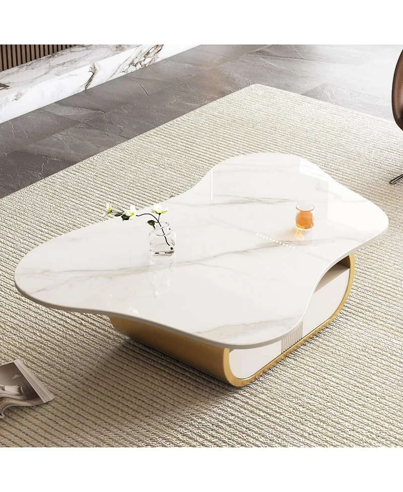 Streamdale Furniture Streamdale Butterfly Coffee Table - Sintered Stone Top, Storage & Drawer