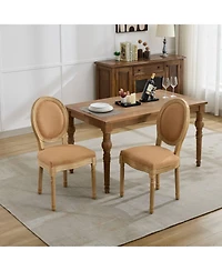Streamdale Furniture French Style Linen Dining Chairs, Set of 2, Tan