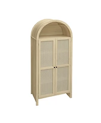 Streamdale Furniture Arched Kitchen Pantry Cabinet with Rattan Door & Adjustable Shelves