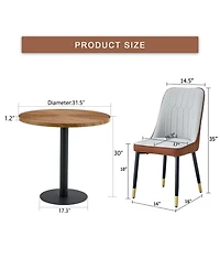 Streamdale Furniture Streamdale 31.5" Round Dining Set- Wood Table & 4 Pu Chairs