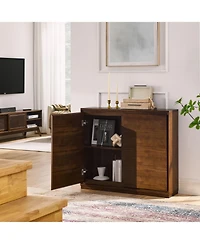 Streamdale Furniture Walnut Sideboard Buffet Cabinet with Outlets