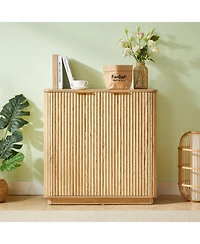 Streamdale Furniture Oak Buffet Cabinet Sideboard - Curved Wave Design