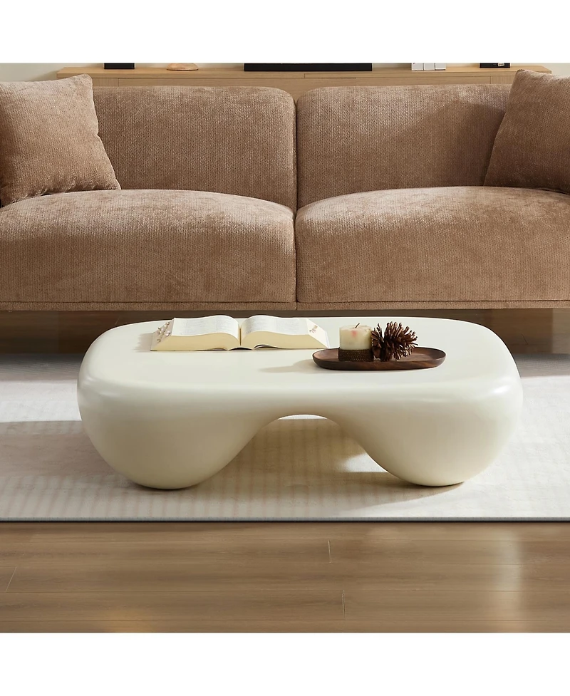 Streamdale Furniture Streamdale Modern Coffee Table Faux Travertine Textured for Livingroom/Office