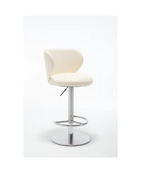 Streamdale Furniture Titanium Leather Bar Stool, Swivel Adjustable Height, White