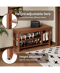 Streamdale Furniture Solid Wood Shoe Rack Bench - 550lb Capacity - Entryway/Hallway