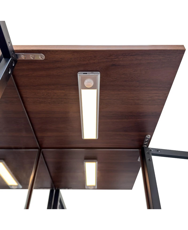 Streamdale Furniture 70" Display Cabinet w/ Glass Doors, Lights & Pull-Out Storage Shelf