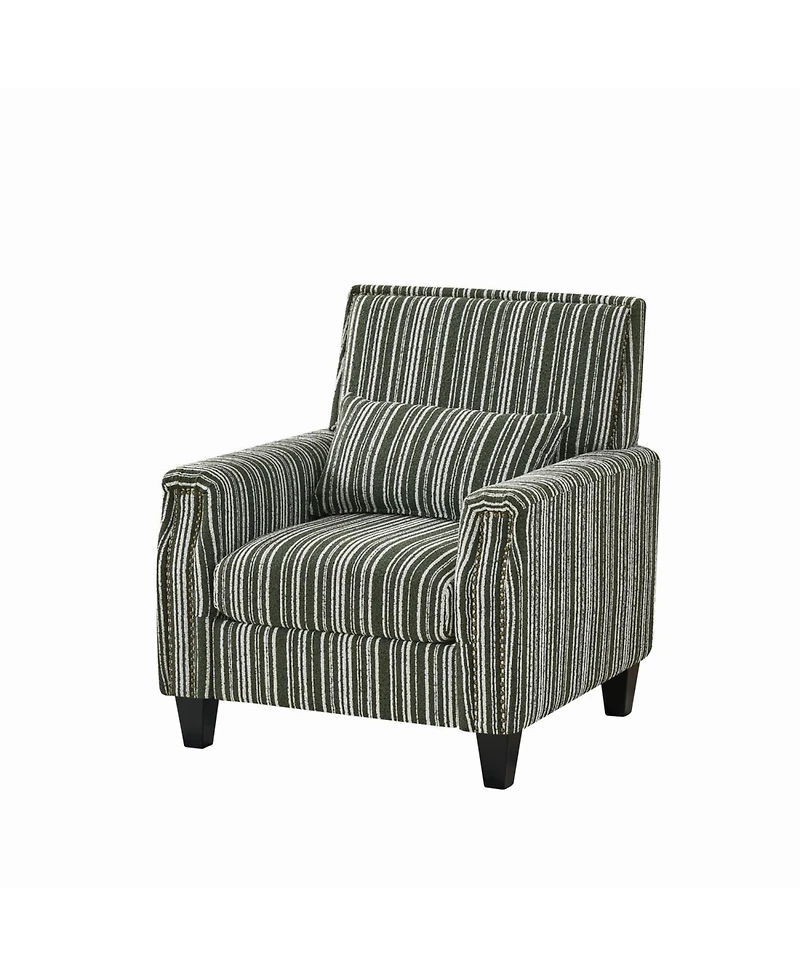 Streamdale Furniture Green & White Striped Accent Chair with Nailhead Trim
