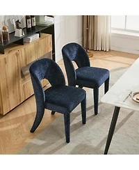 Streamdale Blue Chenille Dining Chairs - Hollow Back, Set of 2