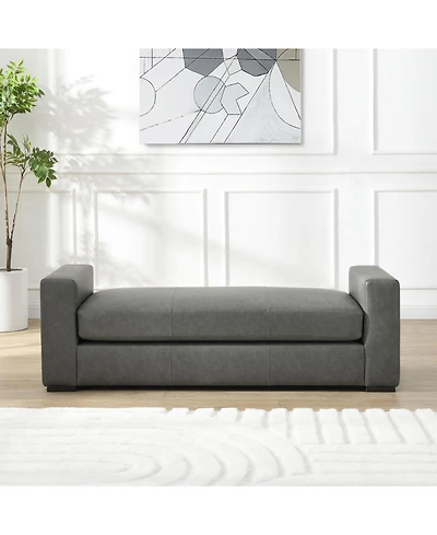 Streamdale Furniture Stylish and Durable Grey Faux Leather Ottoman