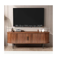 Streamdale Furniture 55" Modern Tv Stand with Sliding Door & Storage - Walnut