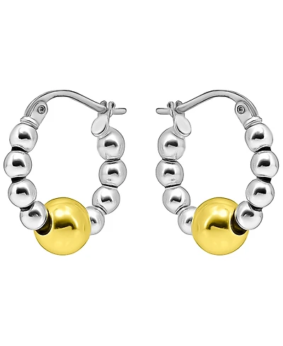 Giani Bernini Sterling Silver and 18k Gold Over Sterling Silver Bead Hoop Earrings, Macy's Exclusive