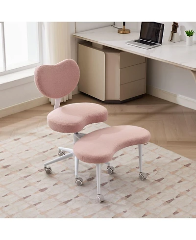 Streamdale Furniture Meditation Chair Plus - Cross Legged, Wheels, Lumbar Support, Pink