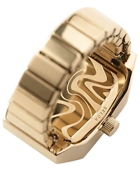 Breda Women's x Dalmata Time Ring Clear Crystals and Gold Expandable Ring Watch, 15mm