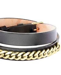 Effy Collection Men's Leather Bracelet in Gold Over Silver