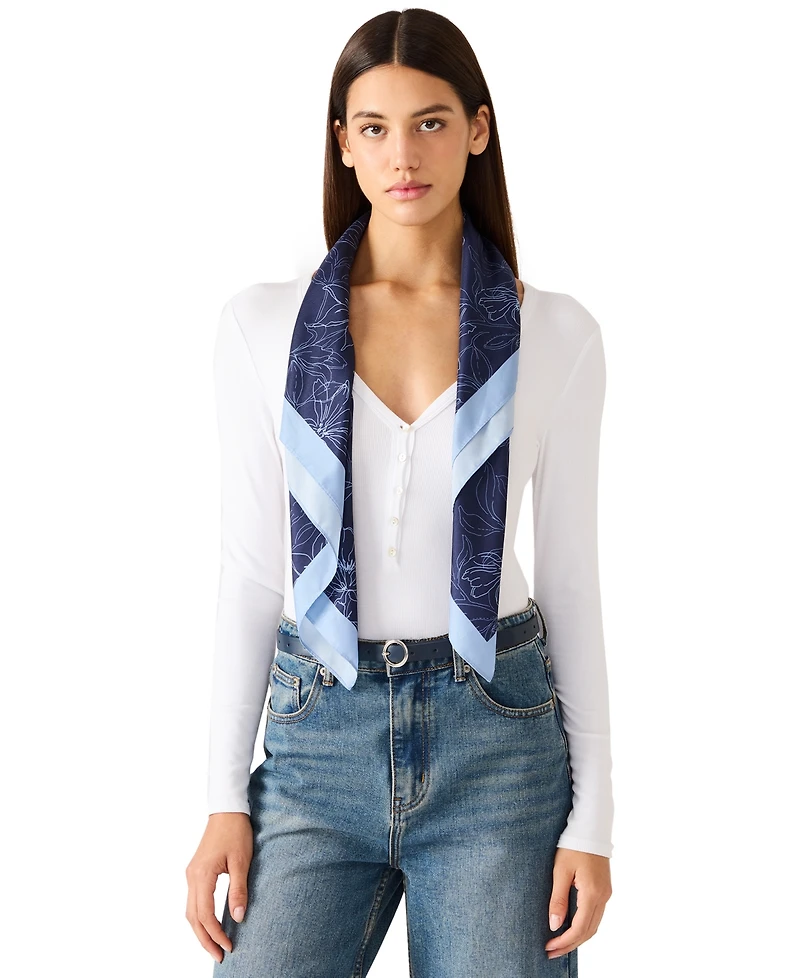 Steve Madden Sketch Floral Voile Square Scarf