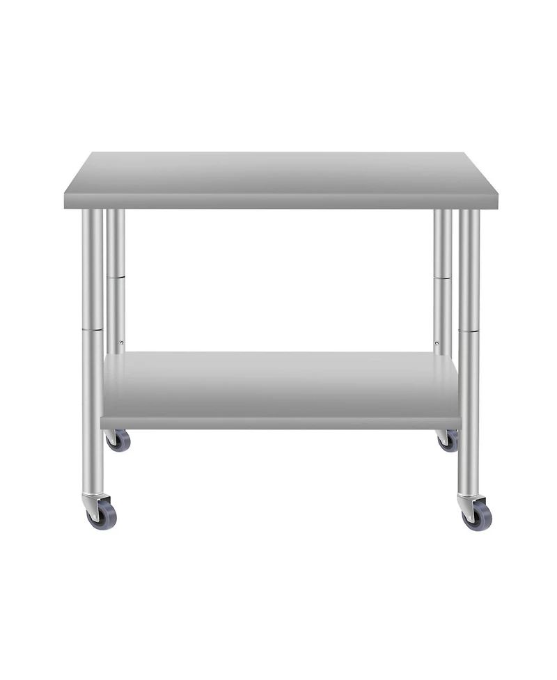Streamdale Furniture 36"x24" Stainless Steel Kitchen Prep Table w/ Shelf & Wheels
