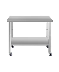 Streamdale Furniture 36"x24" Stainless Steel Kitchen Prep Table w/ Shelf & Wheels