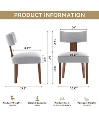 Streamdale Furniture Linen Fabric Modern Armless Dining Chairs, Gray (Set of 2