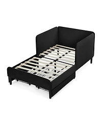 Streamdale Furniture Streamdale Twin Upholstered Platform Bed Frame w/ 2 Drawers, Black