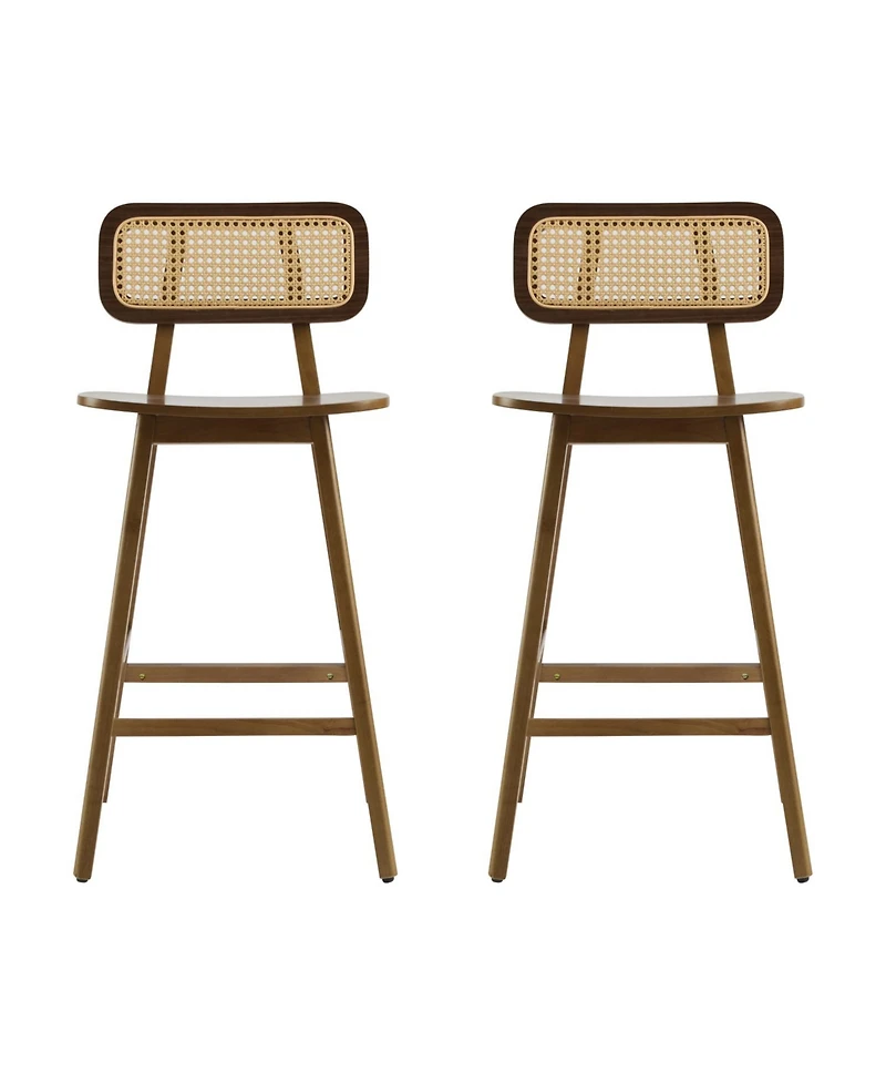 Streamdale Furniture Bari Indoor Wood Barstool, Walnut Finished, Set of 2