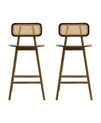 Streamdale Furniture Bari Indoor Wood Barstool, Walnut Finished, Set of 2