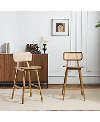 Streamdale Furniture Bari Indoor Wood Barstool, Walnut Finished, Set of 2