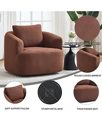Streamdale Furniture Streamdale Swivel Teddy Fleece Comfy Chair with Pillow