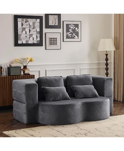 Streamdale Furniture Streamdale Queen Chenille Foldable Sofa Bed - Convertible Futon Couch