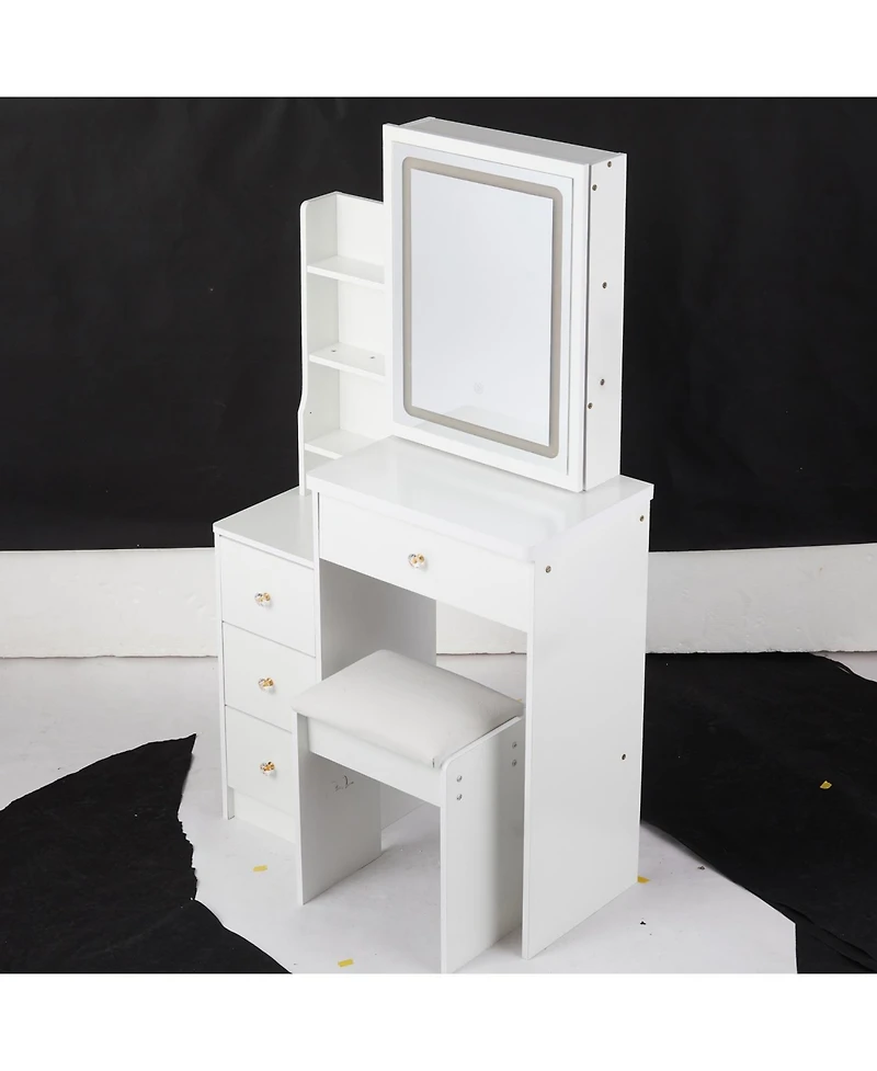Streamdale Furniture Streamdale Compact Bedside Vanity Table with Led Mirror