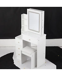 Streamdale Furniture Streamdale Compact Bedside Vanity Table with Led Mirror